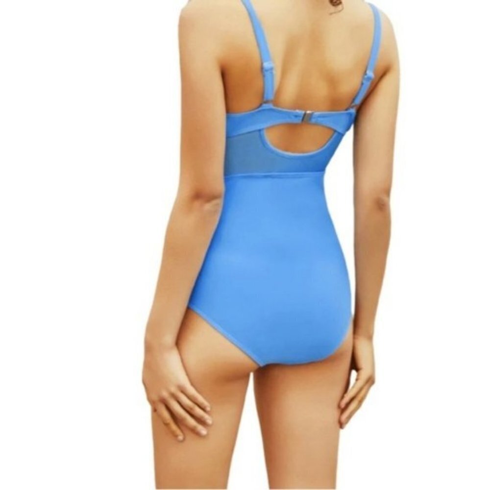 Blue Twist-Front One-Piece Maternity  Swimsuit - Picture 4 of 5